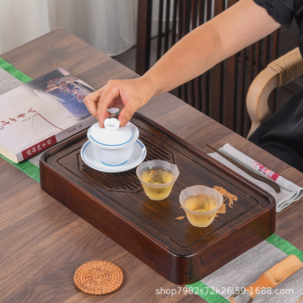 Tea tray Household tray Imitation ebony bamboo tray Tea ceremony tea table Kung fu tea set Tea tray Japanese modern tea plate - 图片 3